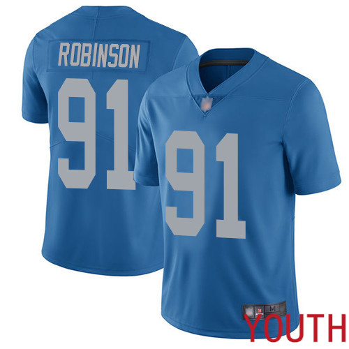 Detroit Lions Limited Blue Youth Ahawn Robinson Alternate Jersey NFL Football #91 Vapor Untouchable->youth nfl jersey->Youth Jersey